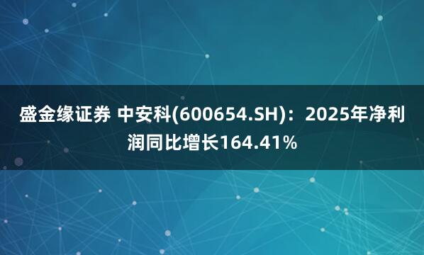 盛金缘证券 中安科(600654.SH):2025年净利润同比增长164.41%