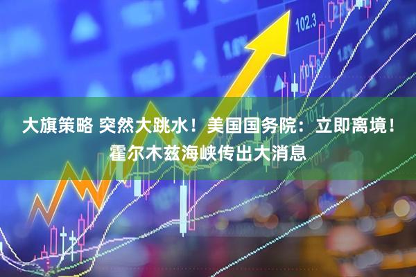 大旗策略 突然大跳水！美国国务院：立即离境！霍尔木兹海峡传出大消息