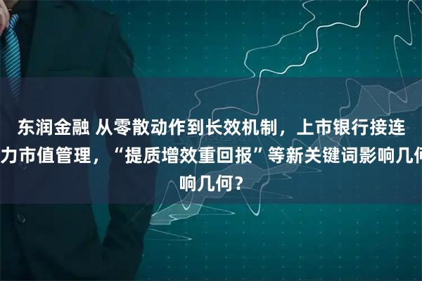 东润金融 从零散动作到长效机制,上市银行接连发力市值管理,“提质增效重回报”等新关键词影响几何?