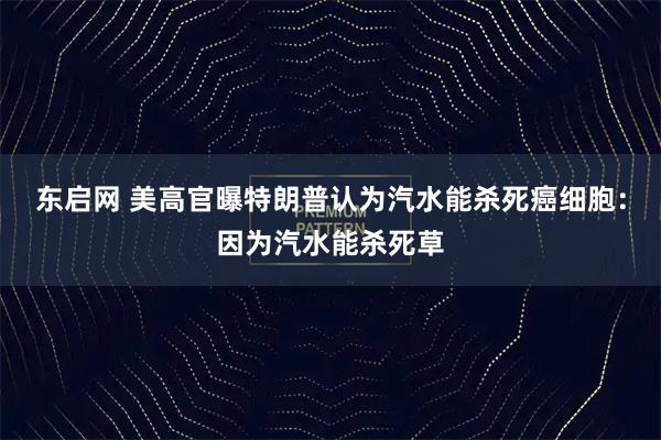 东启网 美高官曝特朗普认为汽水能杀死癌细胞：因为汽水能杀死草
